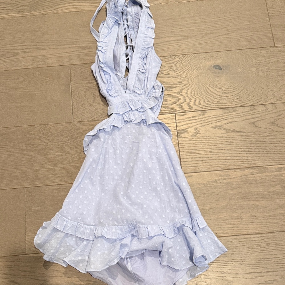 Elegant Light Blue Ruffle Dress